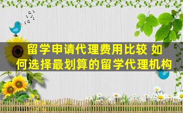 留学申请代理费用比较 如何选择最划算的留学代理机构